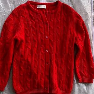 Hawick of Scotland Red Cable Knit Cashmere Sweater